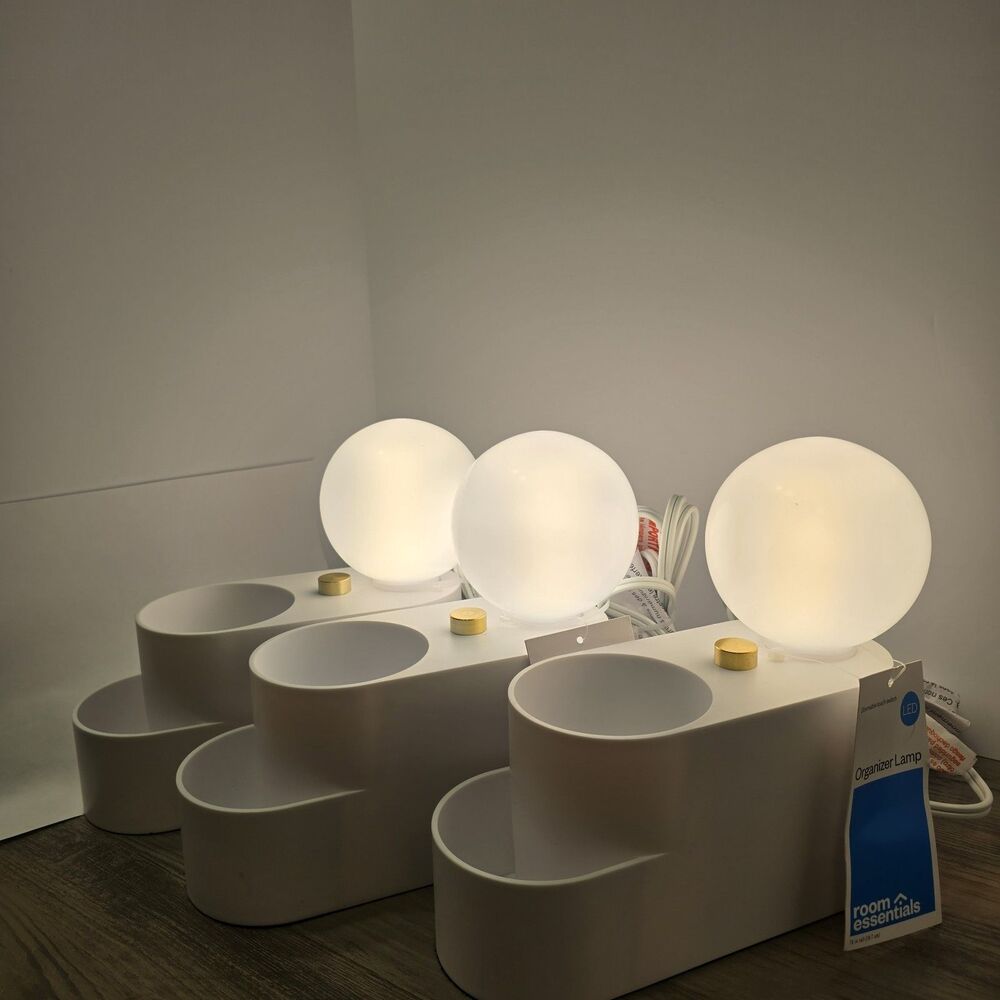 NEW Orb Shade Organizer Novelty Table Lamp White,3-PACK  Room Essentials